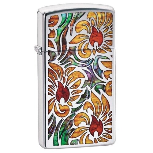    ZIPPO Slim 29702 Fusion Floral Design   High Polish Chrome,  5030