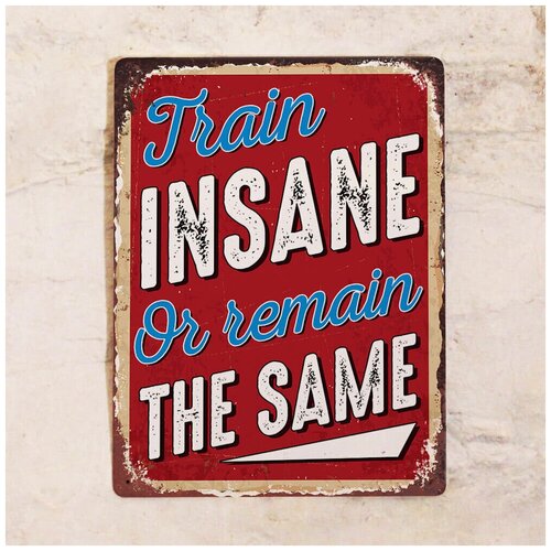 Жестяная табличка Train insane, металл, 20х30 см, цена 842р