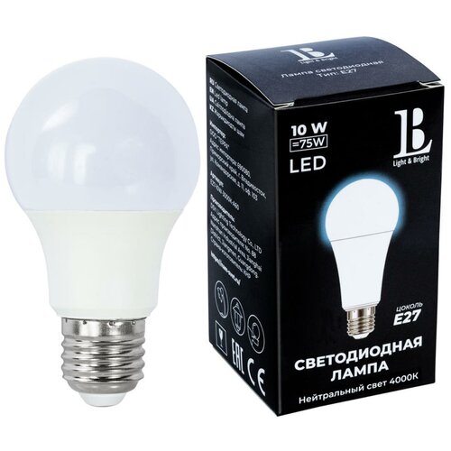 E27-10W-4000K-A60  LED () L&B,  158