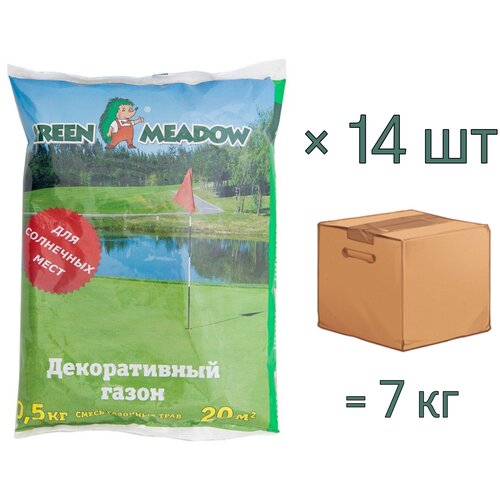 Семена газона декоративный солнечный GREEN MEADOW, 0,5 кг х 14 шт (7 кг), цена 3627р