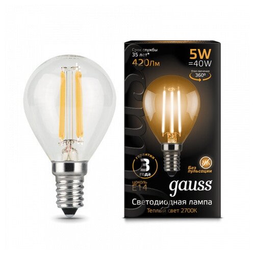 Gauss  Filament  5W 420lm 2700 14 LED 3  (. 105801105),  770