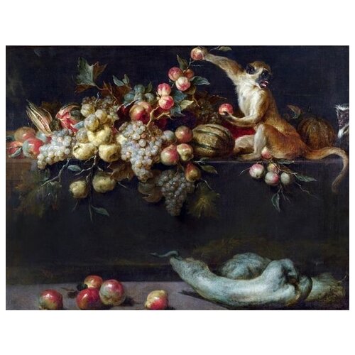         (Still Life of Fruit and Vegetables with Two Monkeys)   52. x 40.,  1760
