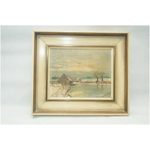 Антикварная картина. Пейзаж, масло на холсте. Подписана. Германия, 19 век., цена 78000р