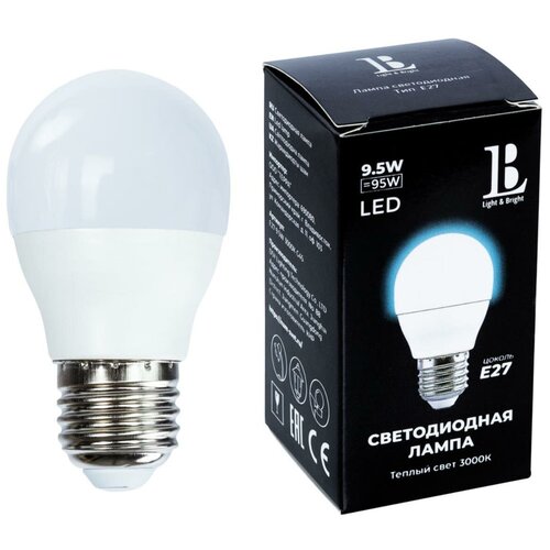 E27-9,5W-3000K-G45  LED ( ) L&B,  151