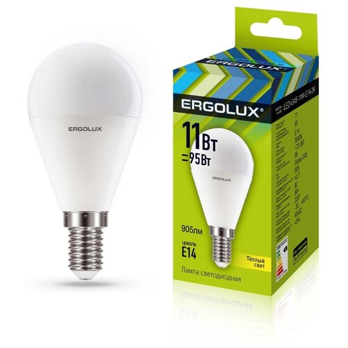 Ergolux  G45 E14 11W(905lm 220) 3000K 2K  92x45 LED-G45-11W-E14-3K (. 690318),  160