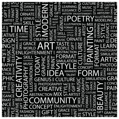          (The composition of the words on a black background) 40. x 40.,  1460