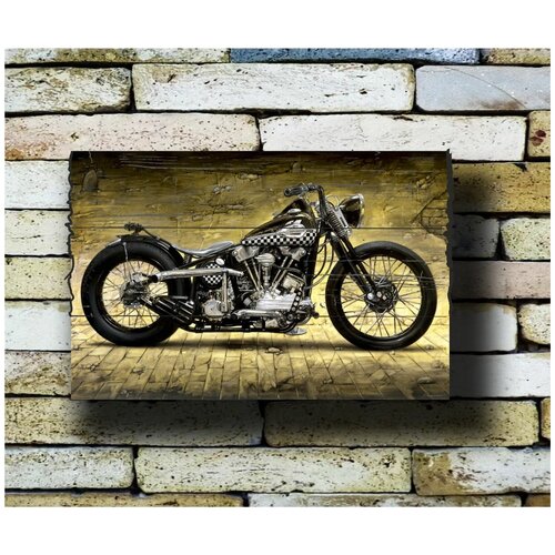 Картина на досках ''Мото. Мотоцикл. Ретро. Харлей Дэвидсон. Harley Davidson