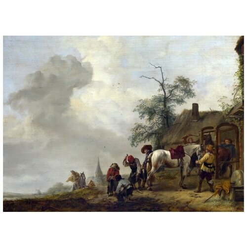    ,      (A Horse being Shod outside a Village Smithy)   55. x 40.,  1830