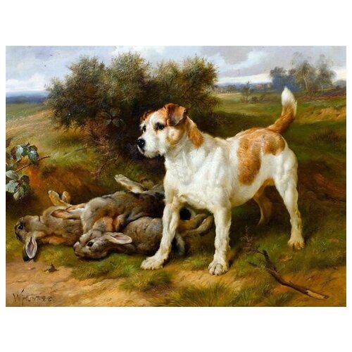        (Dog and hunting trophies) 39. x 30.,  1210