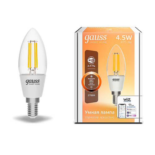  Gauss Smart Home Filament 35 4,5W 495lm 2700 E14 . LED,  1854