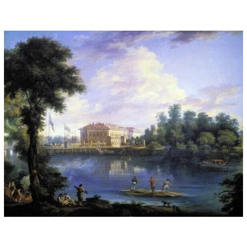                 (View of the Palace and Stone Island bridge of boats through the Grand Nevka by Stroganov)   39. x 30.,  1210