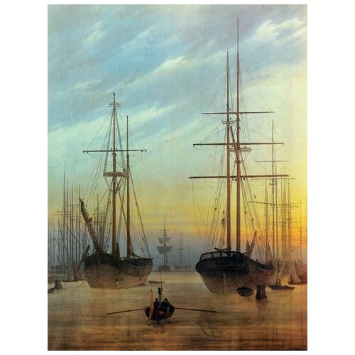       ( ,  ) (View of a harbor (harbor Greifswald, a seaport))    40. x 53.,  1800