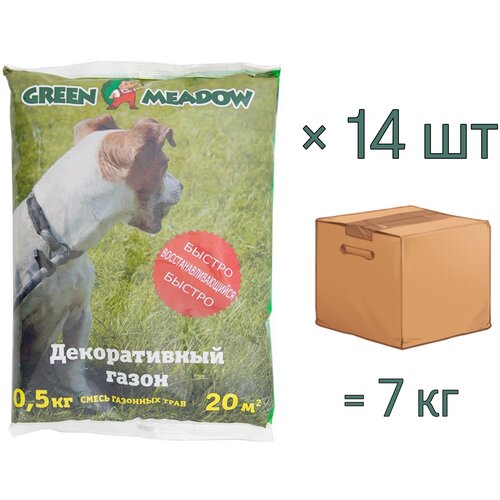 Семена газона быстровосстанавливающийся GREEN MEADOW, 0,5 кг х 14 шт (7 кг), цена 3479р