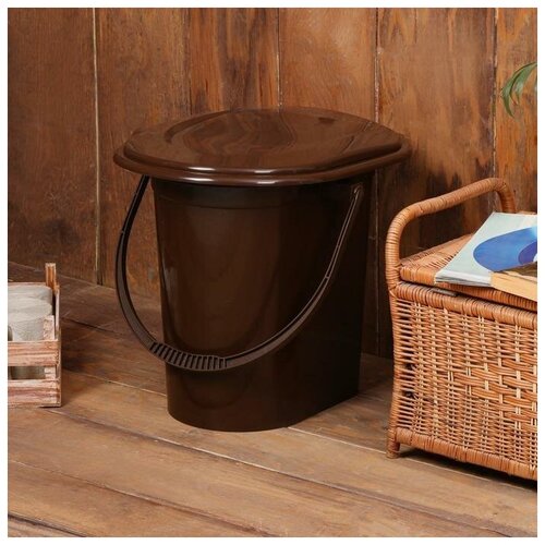 Ведро-туалет, h = 39 см, 17 л, съёмный стульчак, коричневое, цена 690р