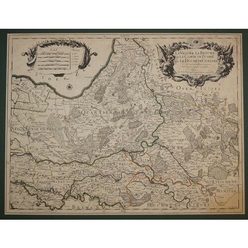 Карта: Велюве, Бетюве и графство Зютфен с княжеством Гелдерланд / La Veluwe, la Betuwe et la Comte de Zutphe dans la Duche de Gueldre, цена 42000р