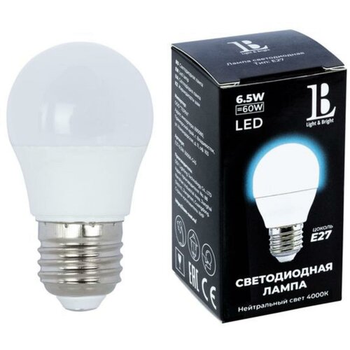 E27-6,5W-4000K-G45  LED ( ) L&B,  126