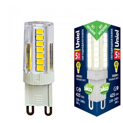 Uniel     G9 5W 3000K  LED-JCD-5W/3000K/G9/CL,  140