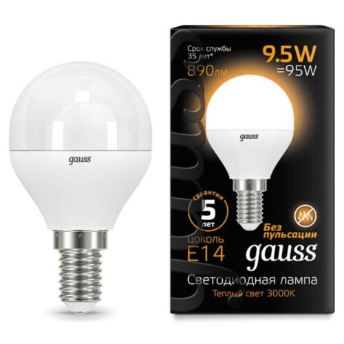   Gauss 9.5W E14  3000K 890lm 105101110,  340