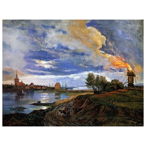       (Burning Windmill in Stege)     40. x 30.,  1220  