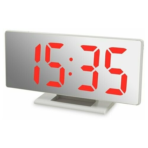 Часы электронные зеркальные (белое дерево с красной подсветкой) ЯЛ-07-04/ 1 113-90001656, цена 2432р