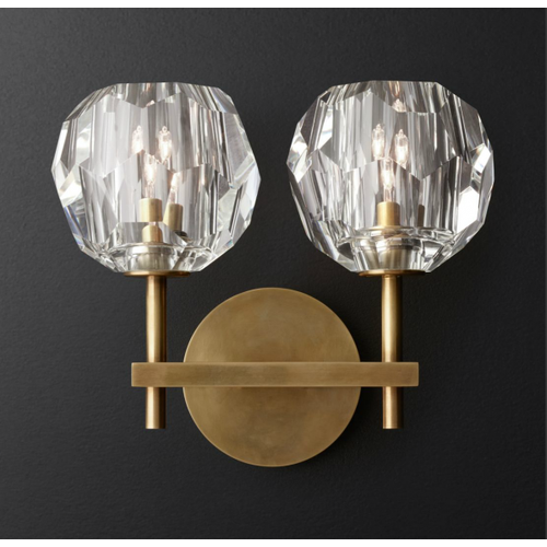   RH Boule de Cristal Double Sconce Brass,  8820