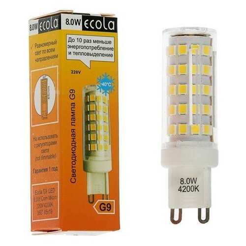   Ecola LED Premium, G9, 8 , 4200 K, 360, 65x19 ,  378