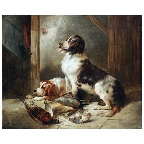         (Two dogs and hunting trophies) 2 37. x 30.,  1190