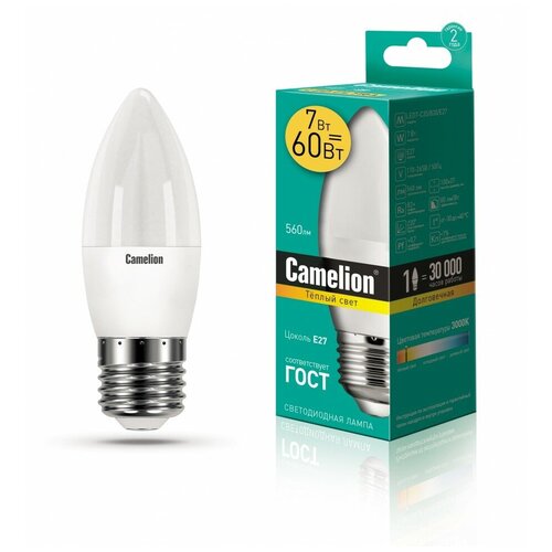 ����� 7W E27 ����� ������������ LED7-�35/830/E27 (7W=60��, 530Lm 220�) Camelion, ���� 279�