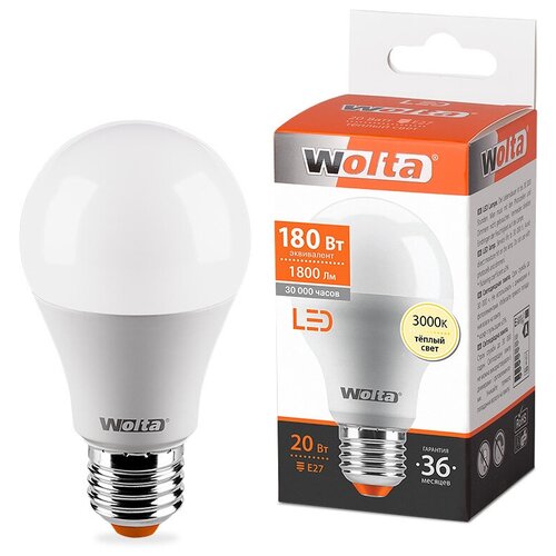 Wolta  .  A65 E27 20W(1800lm) 3000K 2K 122x65 25Y65BL20E27 (. 681438),  345