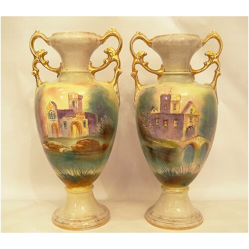 Антикварные фарфоровые большие парные вазы. Великобритания, 19 век., цена 197000р