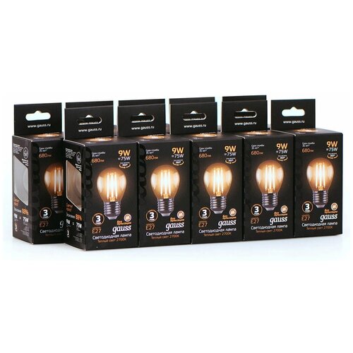   GAUSS LED Filament  E27 9W 680lm 2700K ( 10 .),  1705