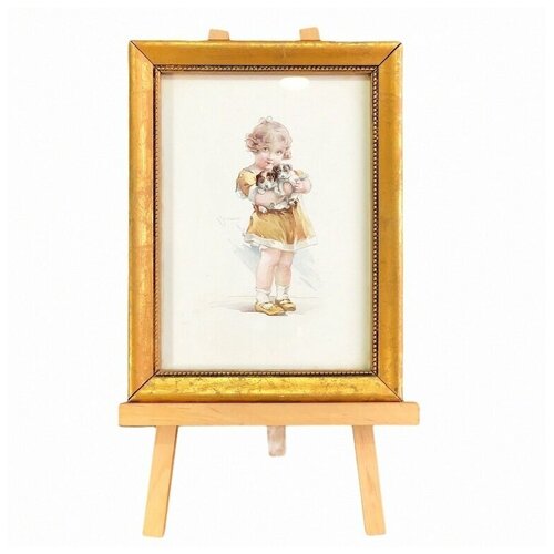 Картинка в золотой раме, на подставке, цена 5300р