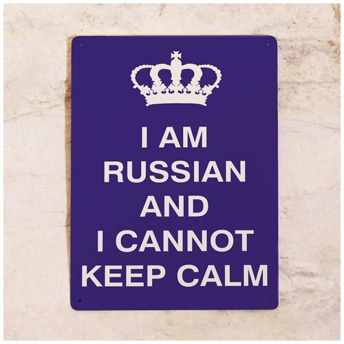 Жестяная табличка I am russian, металл, 30Х40 см, цена 1275р