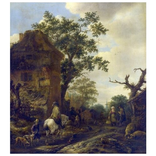     ,   (The Outskirts of a Village, with a Horseman)    40. x 45.,  1590