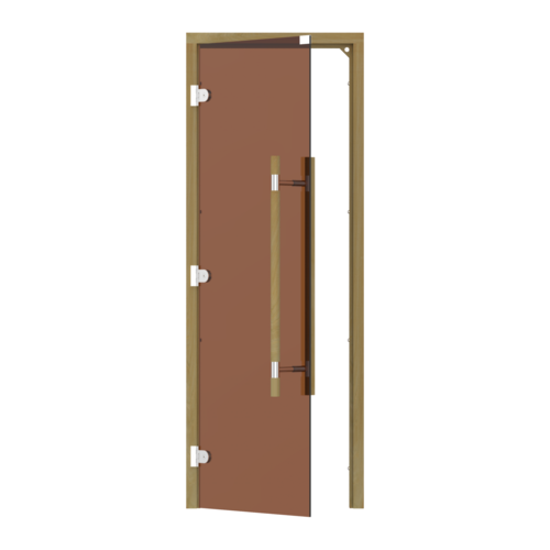 SAWO Дверь 7/19, бронза, левая, без порога, кедр, прямая ручка с металлической вставкой, 741-3SGD-L, цена 54990р
