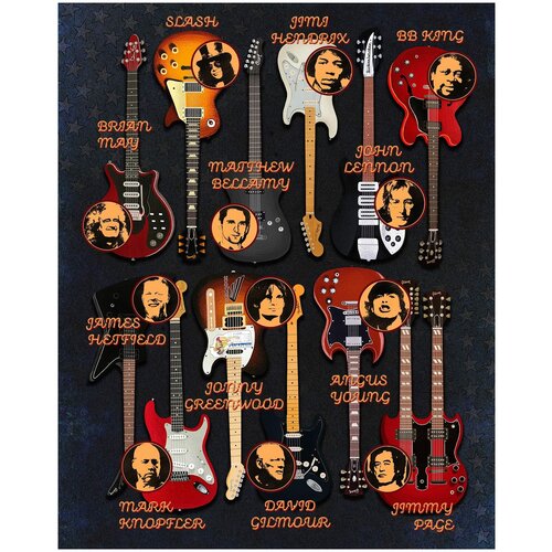 Постер / Плакат / Картина Guitar legends 50х70 см в подарочном тубусе, цена 1090р