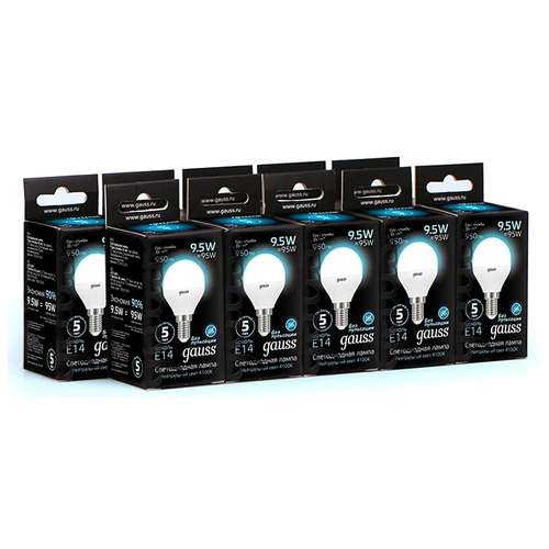     Gauss Black LED Globe E14 9.5W 4100K 105101210 x10,  1750 gauss