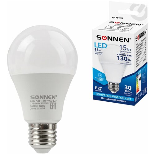   SONNEN, 15 (130) ,  27, ,  , 30000 , LED A65-15W-4000-E27, 454920,  143