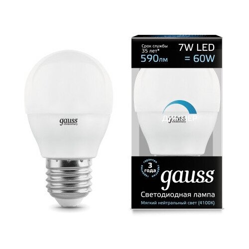 Gauss   7W 590lm 6500 E27  LED 2  (. 105102307-D),  857