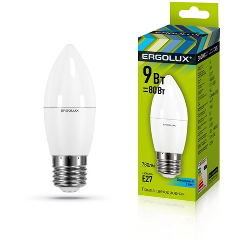 ERGOLUX LED-C35-9W-E27-4K   27 C35 9W (80W) 220V  ERGOLUX,  460